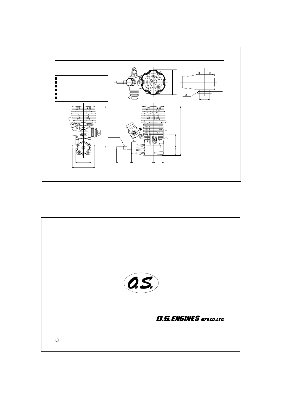 Three view drawing, Dimensions(mm) | O.S. Engines 21VZ-R Turbo II User Manual | Page 12 / 12