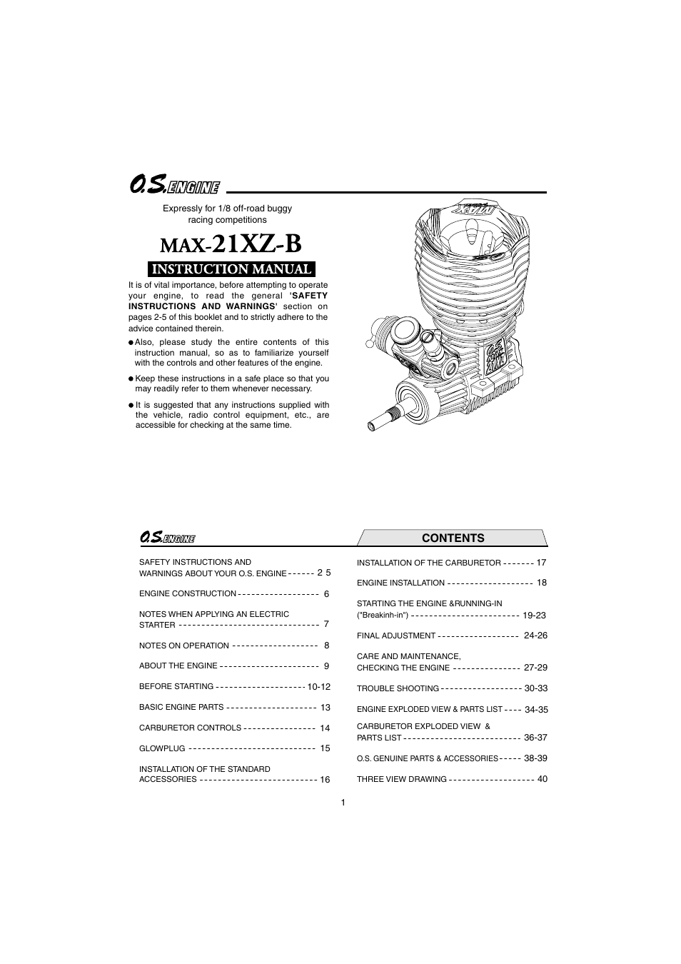 O.S. Engines 21XZ-B User Manual | 21 pages