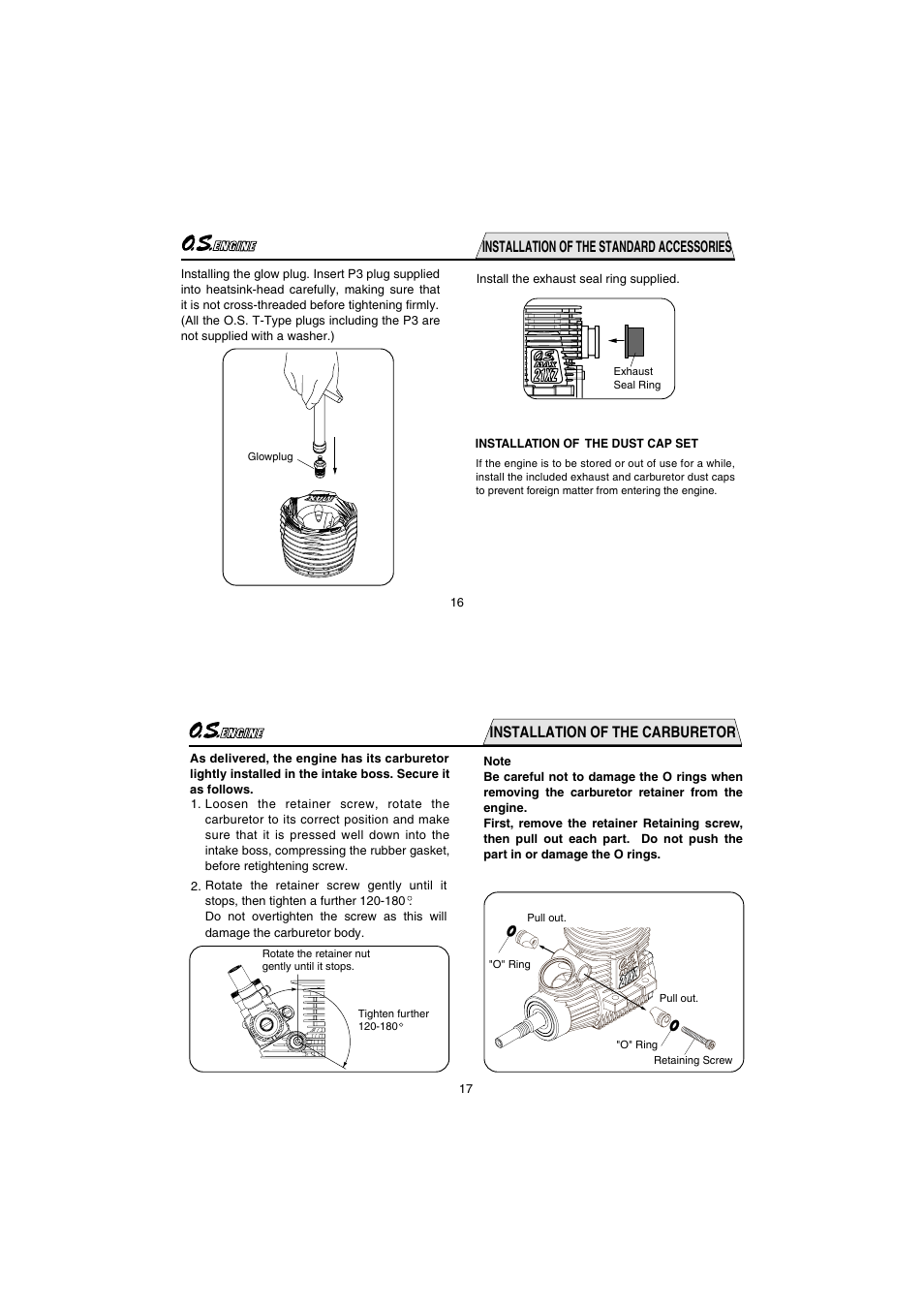 Installation of the standard accessories, Installation of the carburetor | O.S. Engines 21XZ-B User Manual | Page 9 / 21