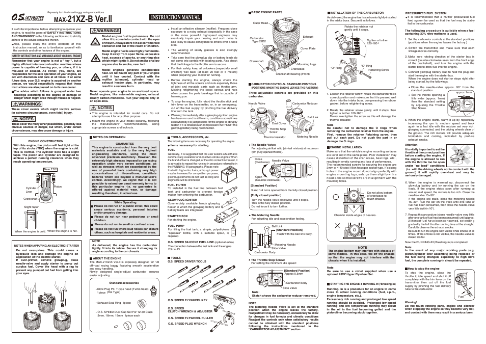 O.S. Engines 21XZ-B VII User Manual | 2 pages