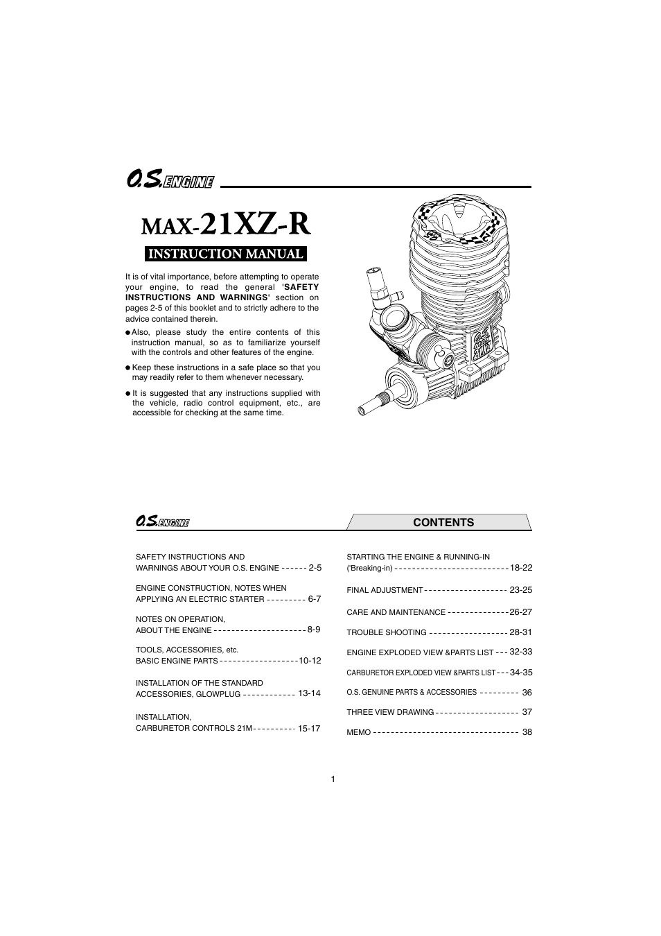 O.S. Engines 21XZ-R User Manual | 20 pages