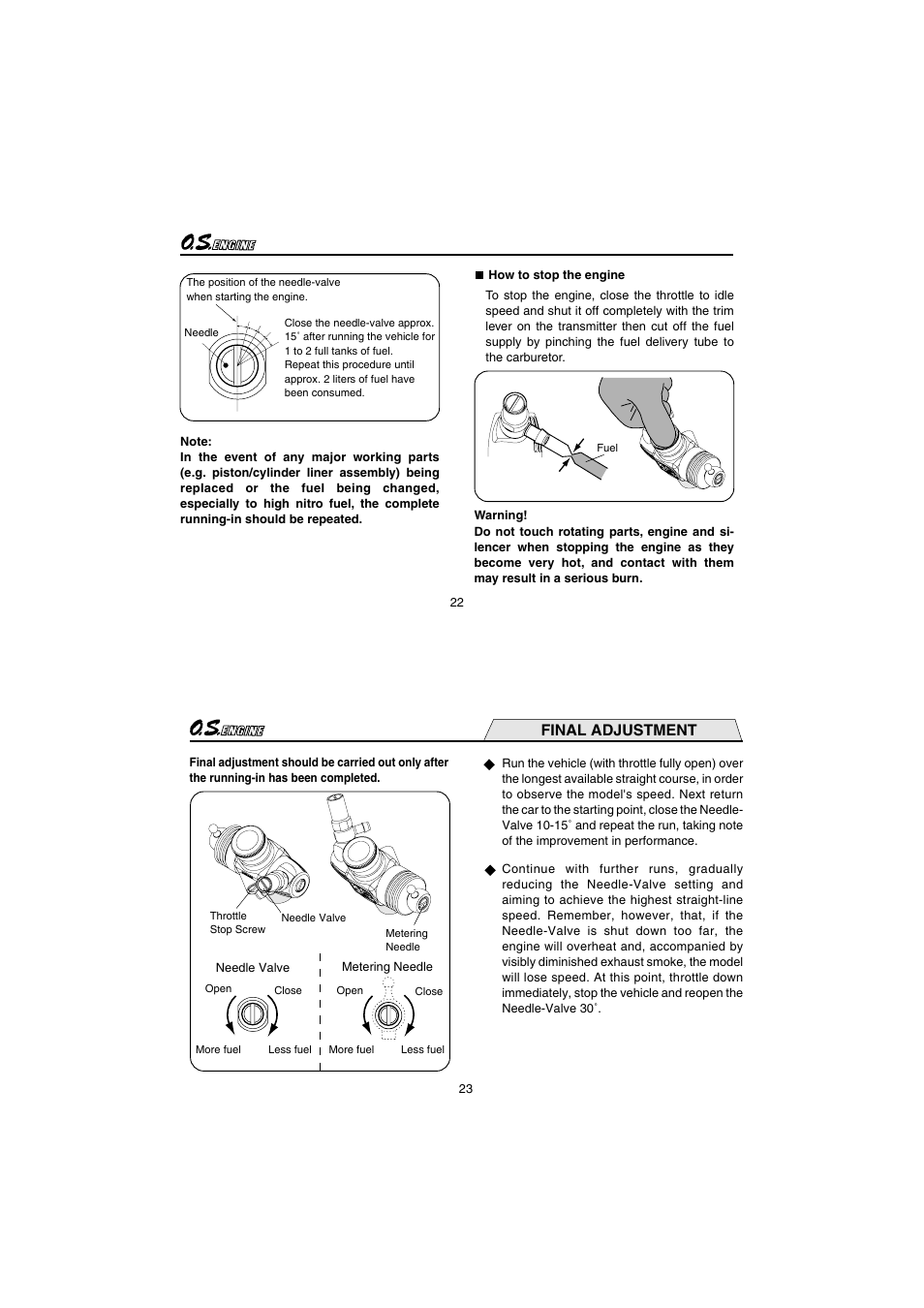 Final adjustment | O.S. Engines 21XZ-R User Manual | Page 12 / 20