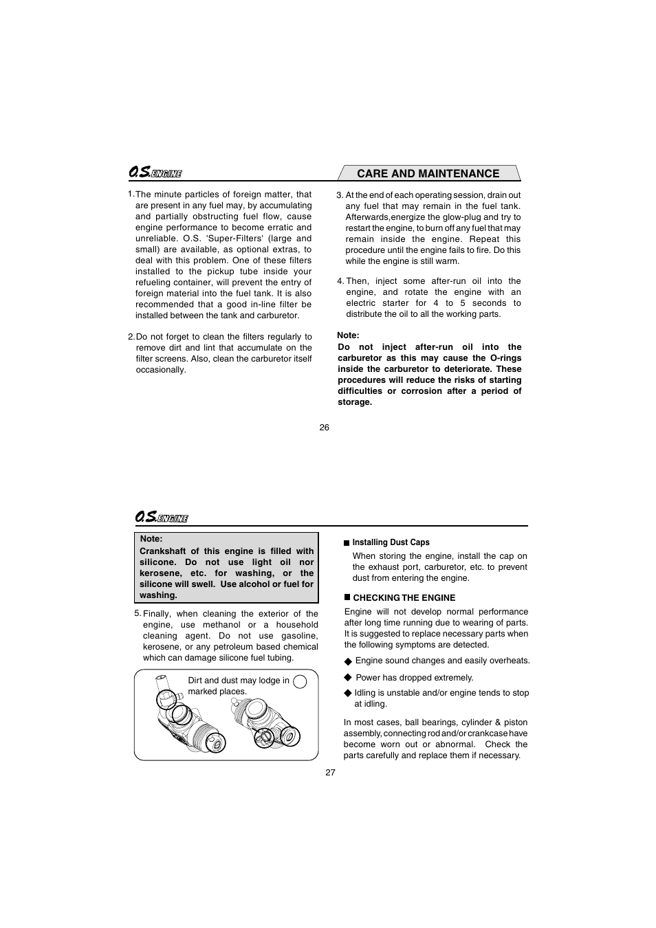 Care and maintenance | O.S. Engines 21XZ-R User Manual | Page 14 / 20