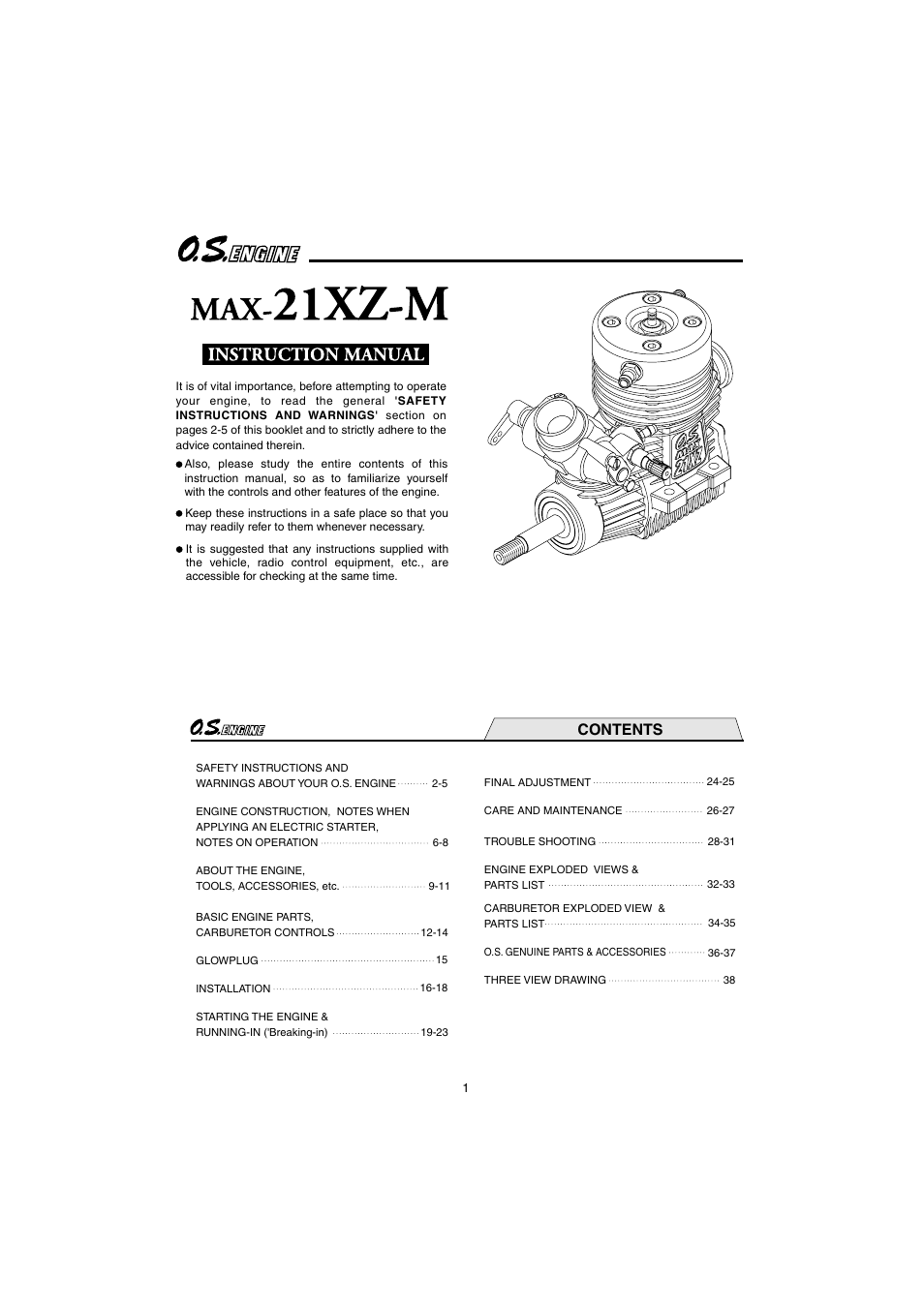 O.S. Engines 21XZ-M User Manual | 20 pages