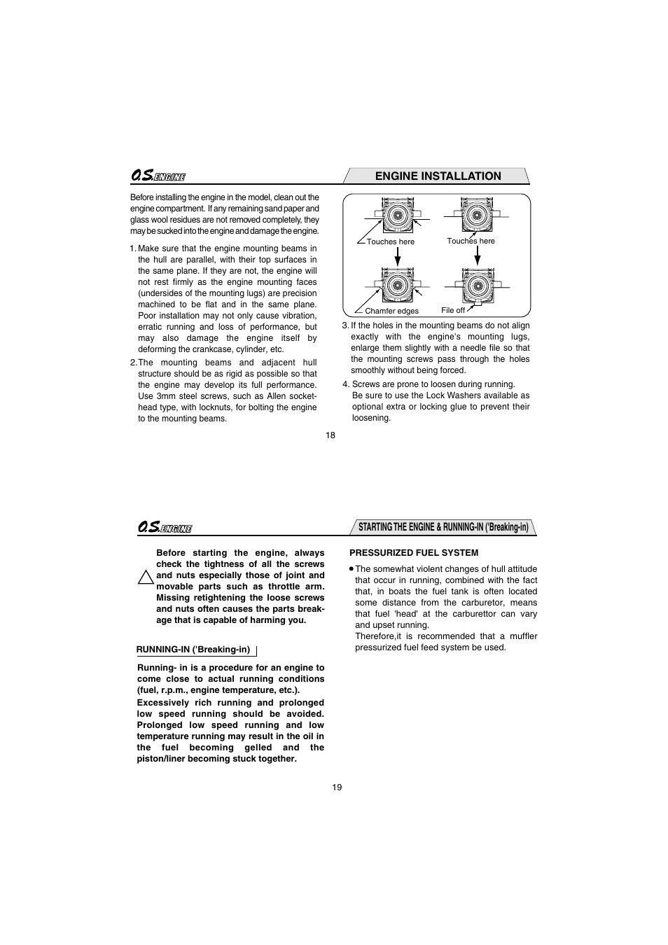 Engine installation, Starting the engine & running-in ('breaking-in) | O.S. Engines 21XZ-M User Manual | Page 10 / 20