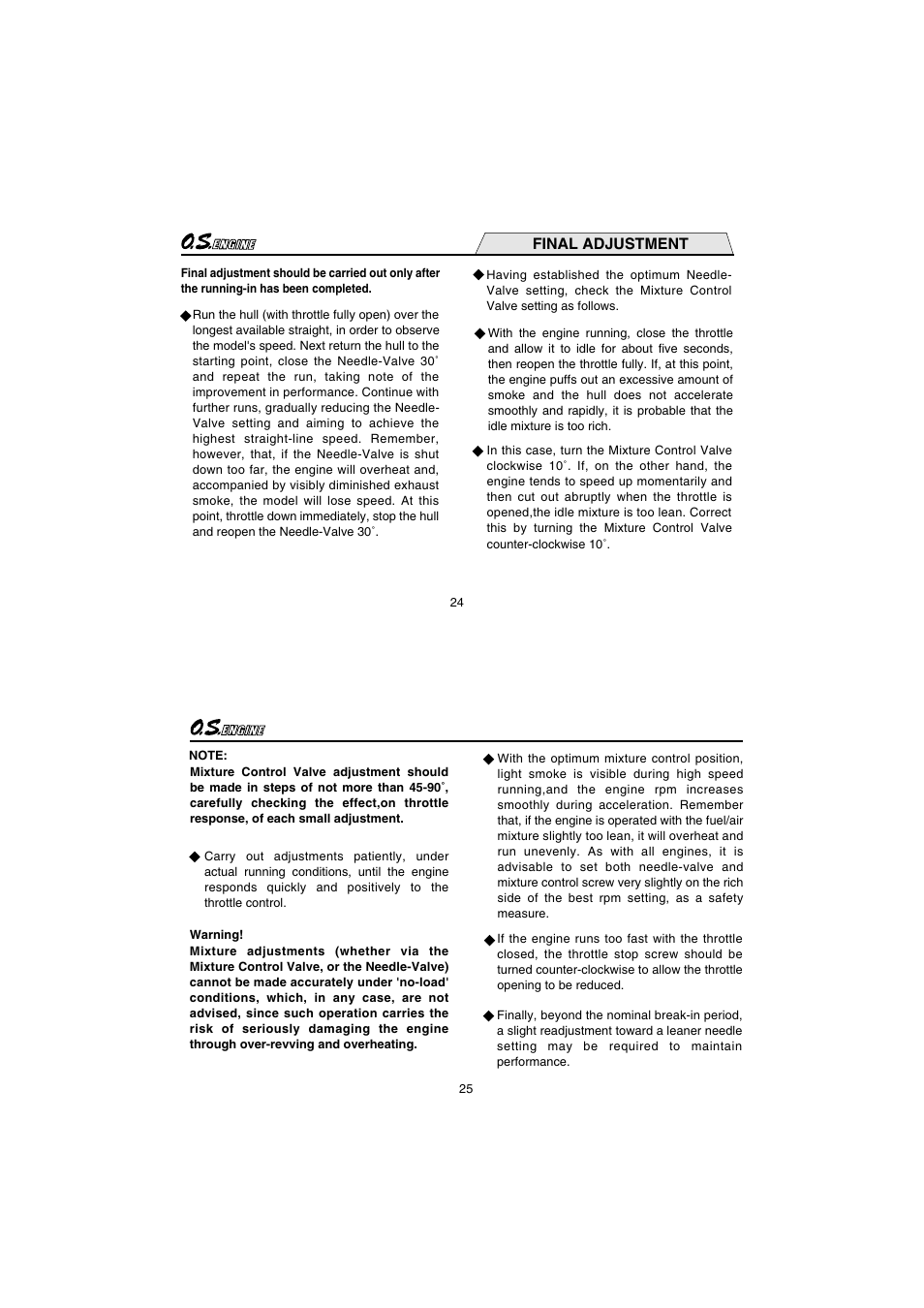 Final adjustment | O.S. Engines 21XZ-M User Manual | Page 13 / 20