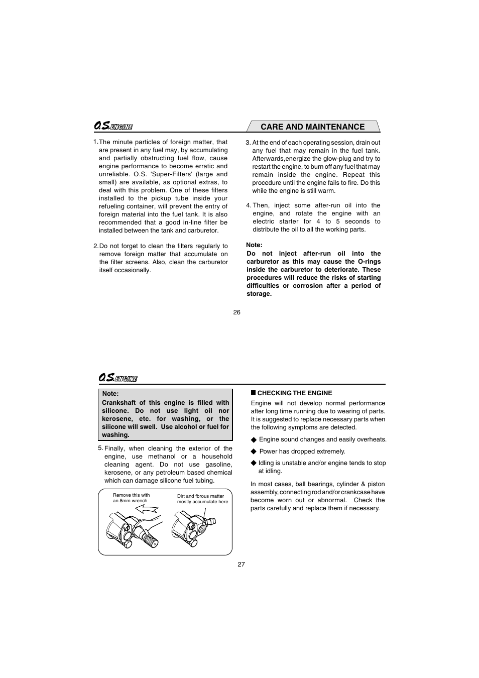 Care and maintenance | O.S. Engines 21XZ-M User Manual | Page 14 / 20