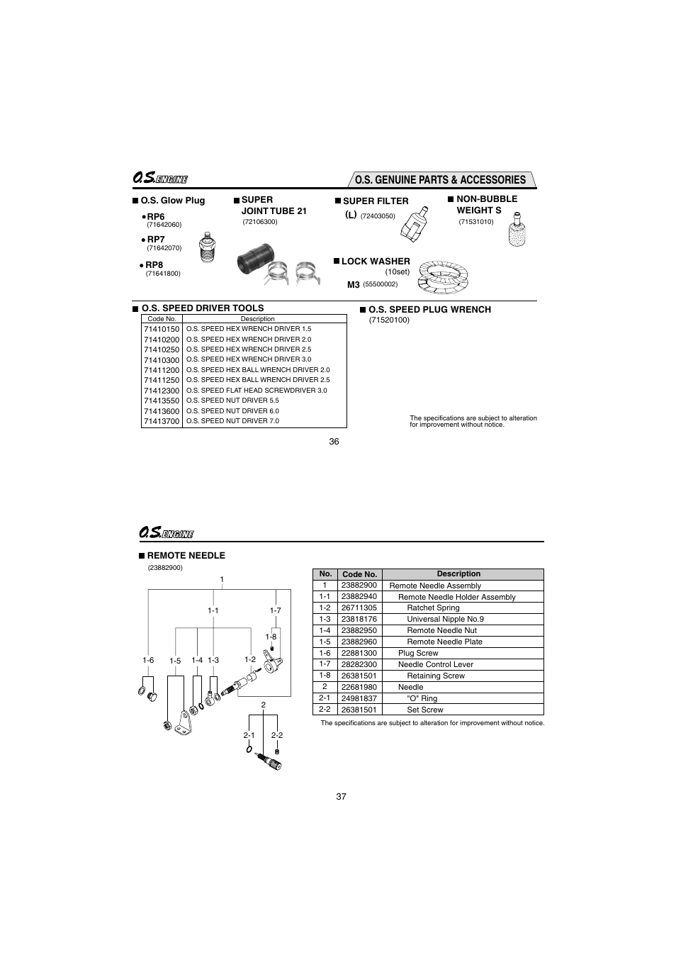 O.s. genuine parts & accessories | O.S. Engines 21XZ-M User Manual | Page 19 / 20