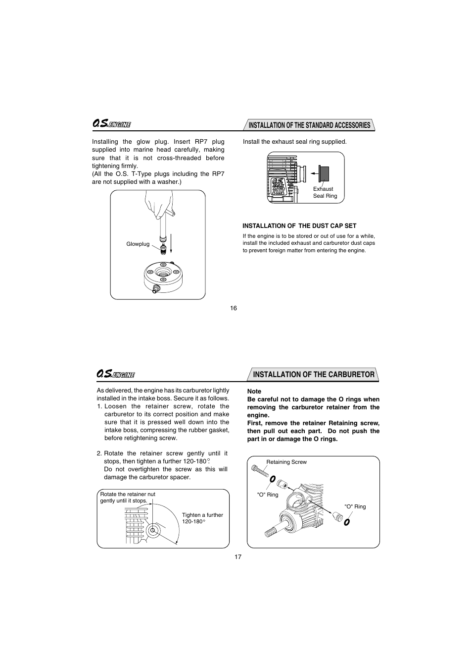 Installation of the standard accessories, Installation of the carburetor | O.S. Engines 21XZ-M User Manual | Page 9 / 20