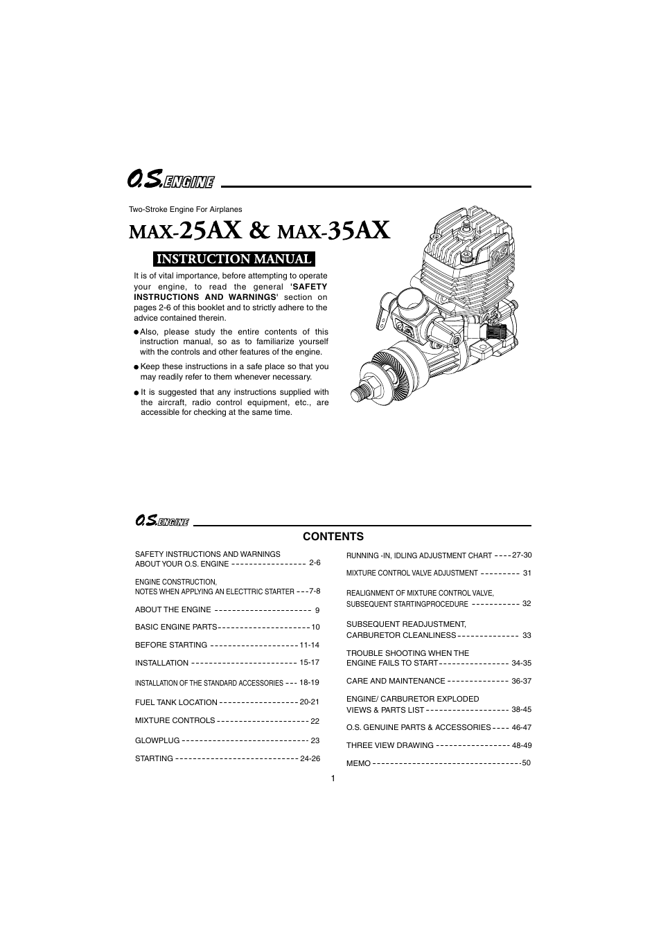 O.S. Engines 35AX User Manual | 26 pages