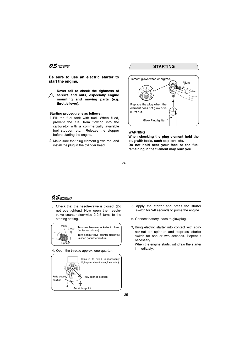 Starting | O.S. Engines 35AX User Manual | Page 13 / 26