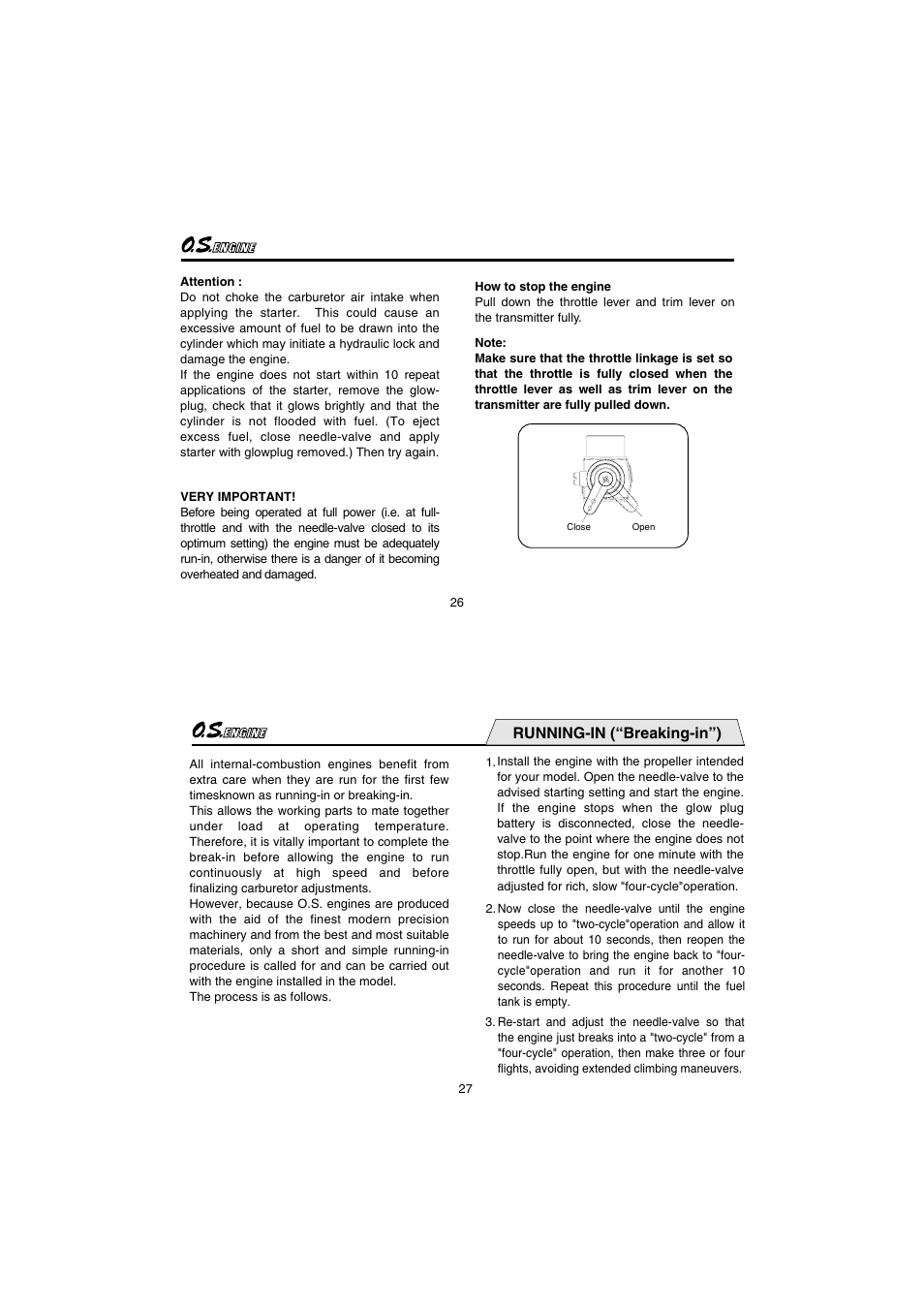 Running-in (“breaking-in”) | O.S. Engines 35AX User Manual | Page 14 / 26