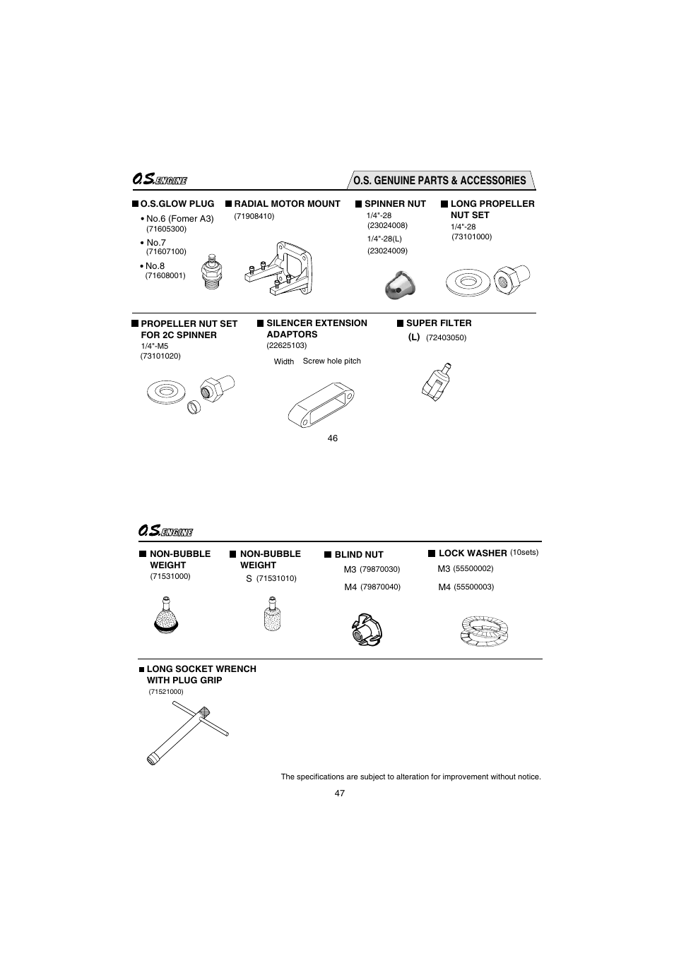 O.s. genuine parts & accessories | O.S. Engines 35AX User Manual | Page 24 / 26