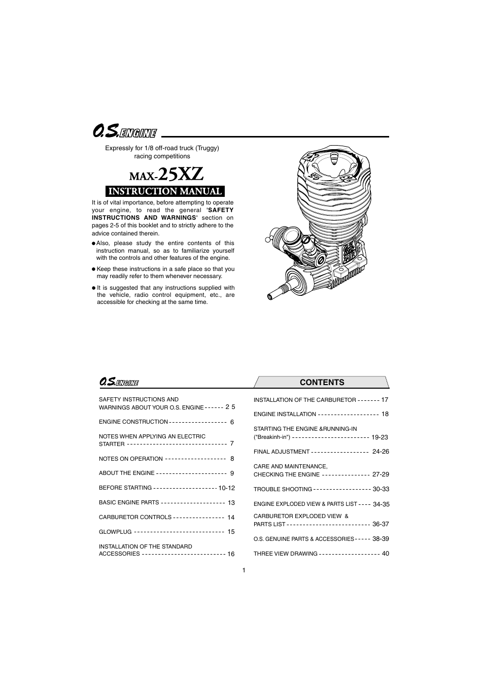O.S. Engines 25XZ User Manual | 21 pages
