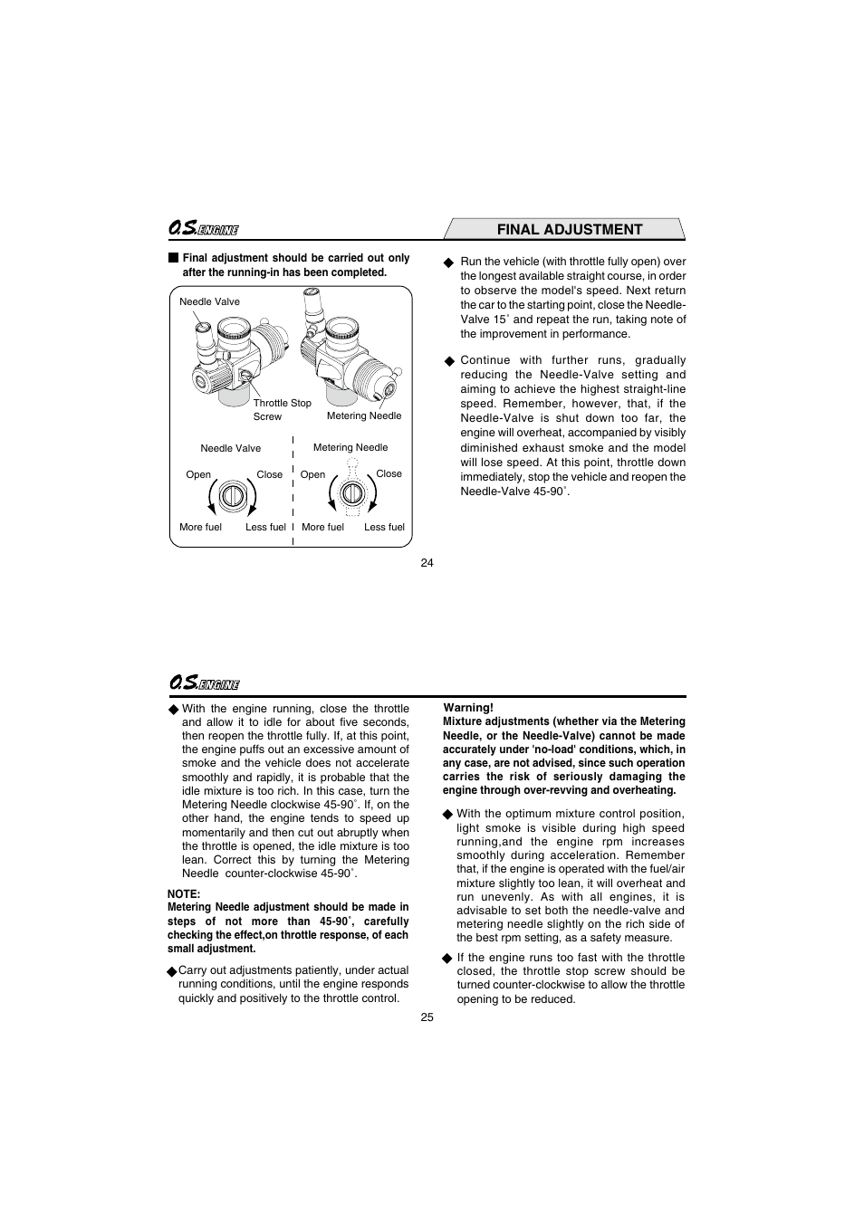 Final adjustment | O.S. Engines 25XZ User Manual | Page 13 / 21