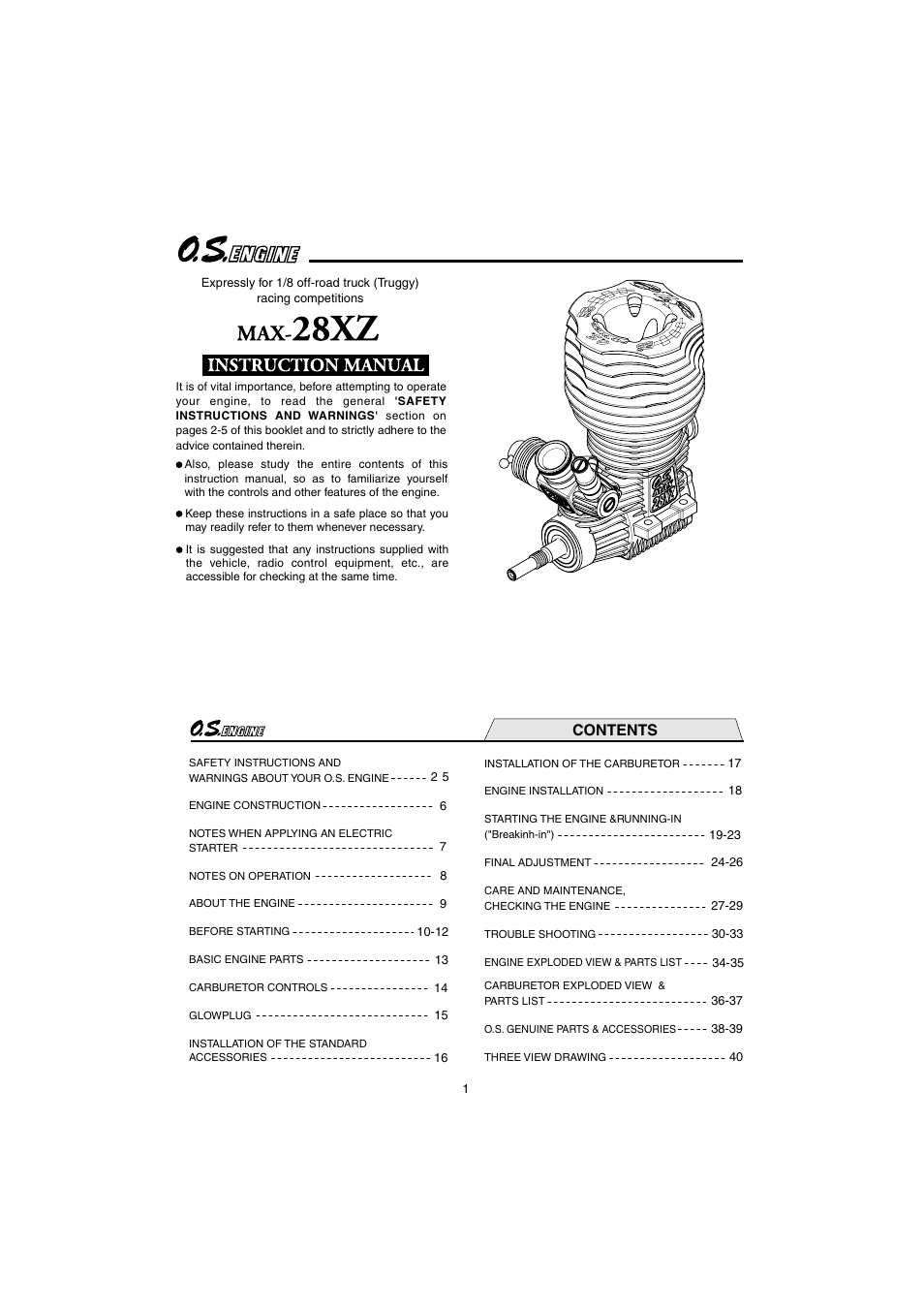 O.S. Engines 28XZ User Manual | 21 pages