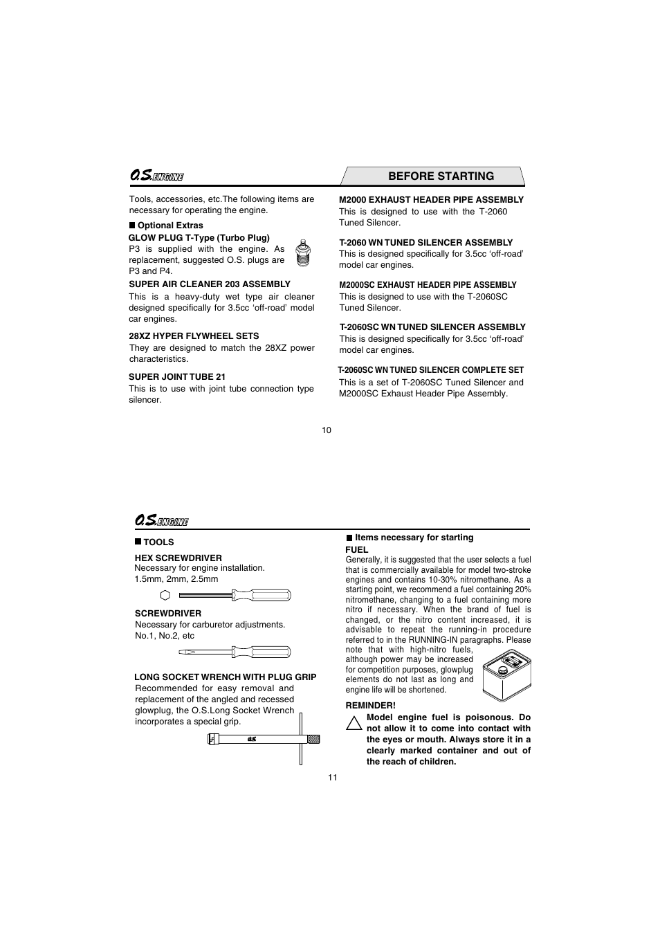 Before starting | O.S. Engines 28XZ User Manual | Page 6 / 21