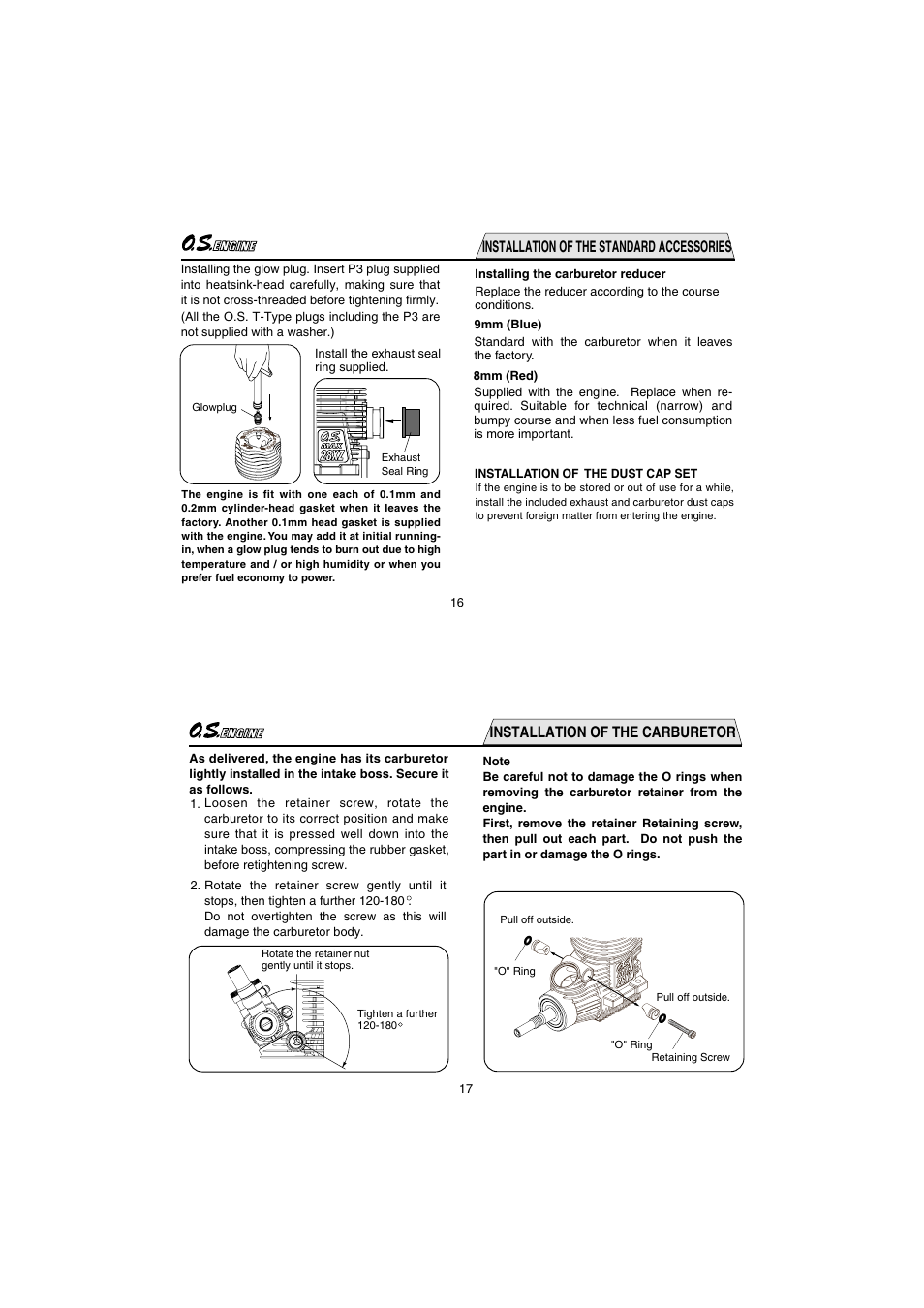 Installation of the standard accessories, Installation of the carburetor | O.S. Engines 28XZ User Manual | Page 9 / 21