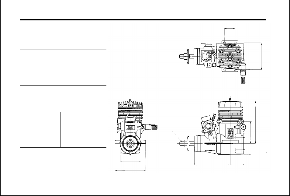40fx, 46fx, Three view drawing | O.S. Engines 50SX User Manual | Page 40 / 43