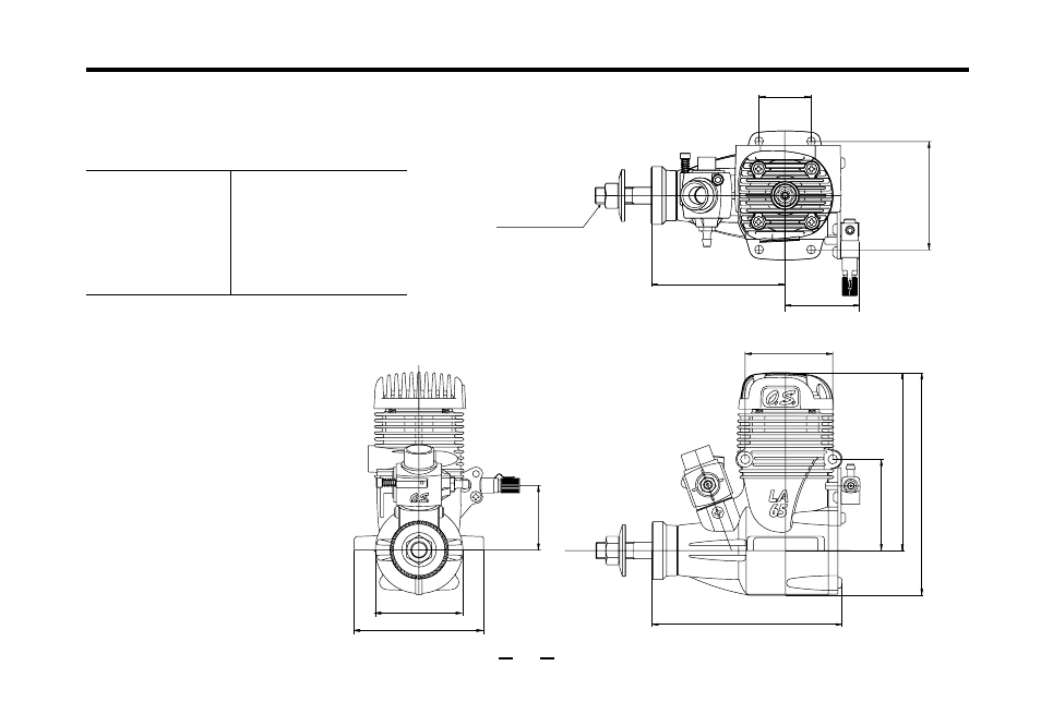 Max-65la three view drawing | O.S. Engines 65LA User Manual | Page 39 / 40