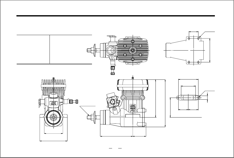 46fx-h, Three view drawing, Ring | Dimensions(mm), Specifications 27 | O.S. Engines 46FX-H Ring User Manual | Page 28 / 30