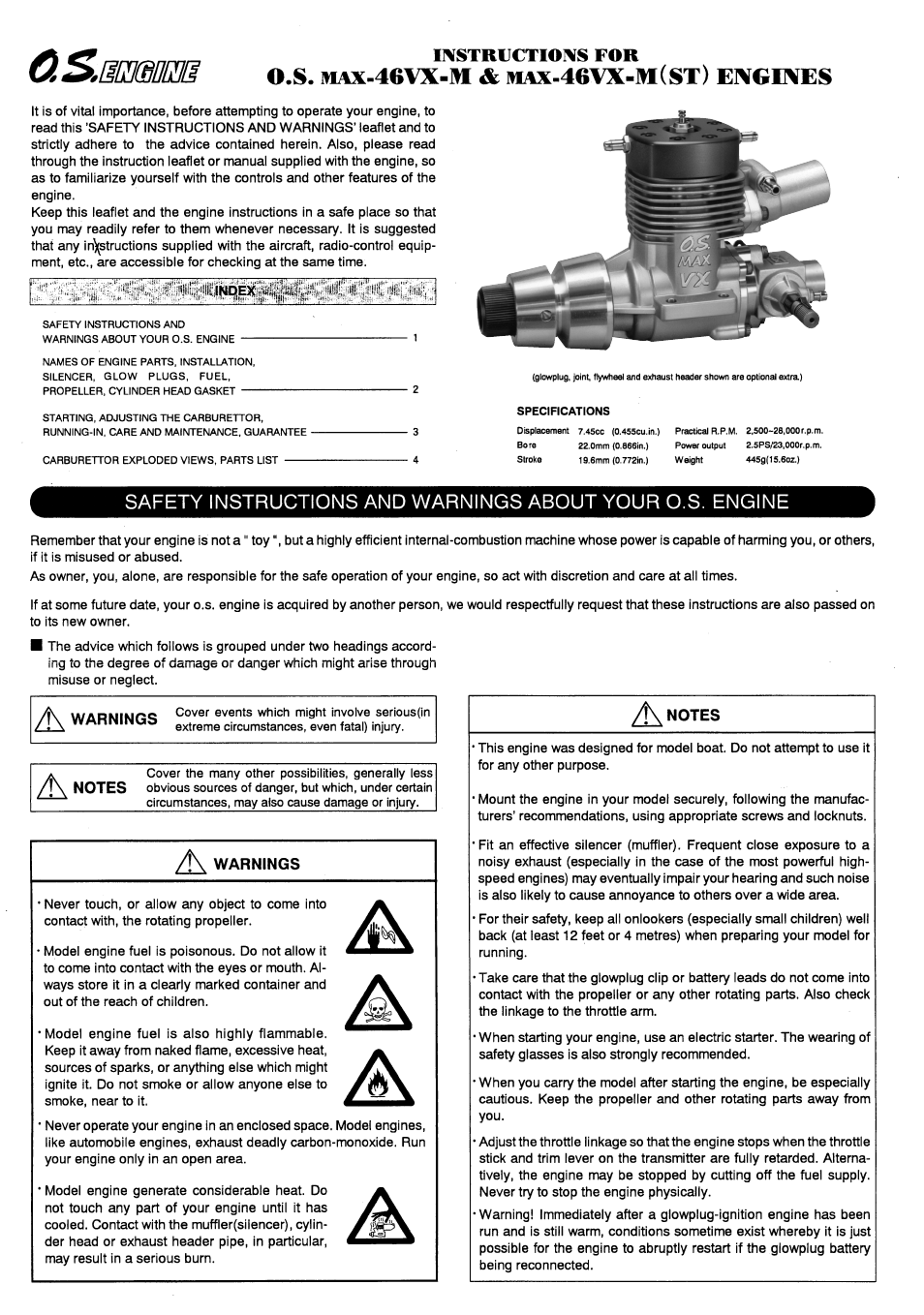 O.S. Engines 46VX-M User Manual | 4 pages