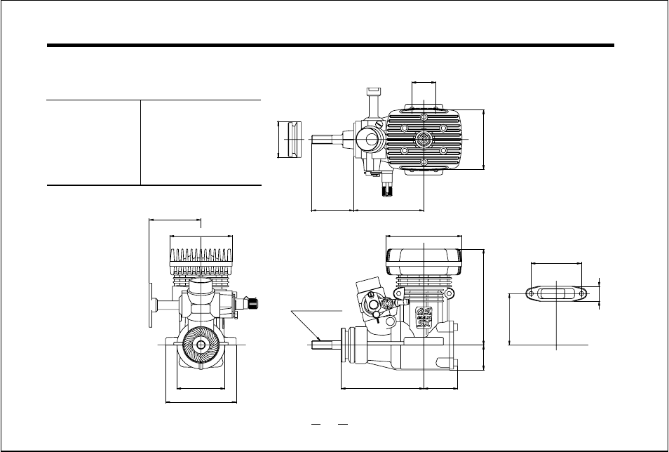 Three view drawing, Specifications dimensions(mm) | O.S. Engines 50SX-H User Manual | Page 26 / 28