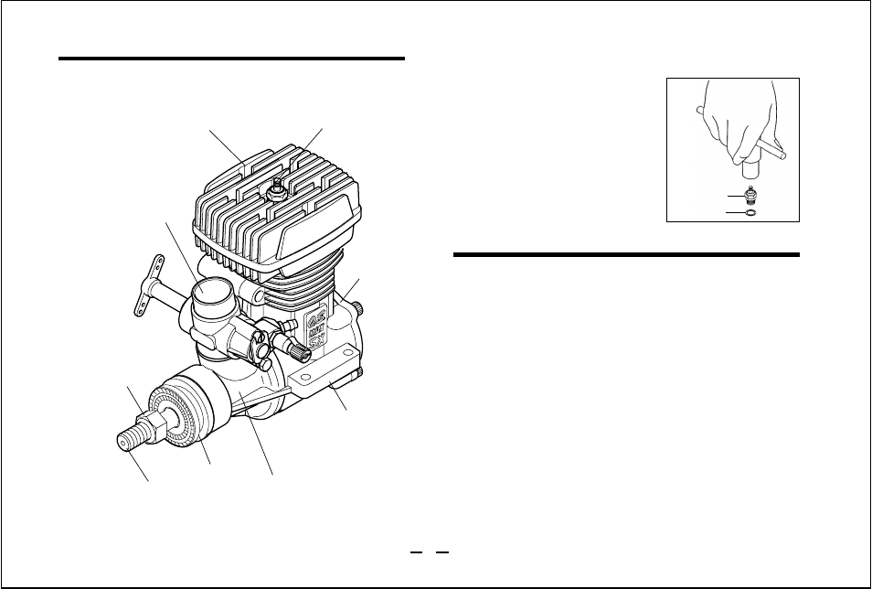 Basic engine parts, Installation of the engine, Installing the glowplug | O.S. Engines 50SX-H User Manual | Page 8 / 28