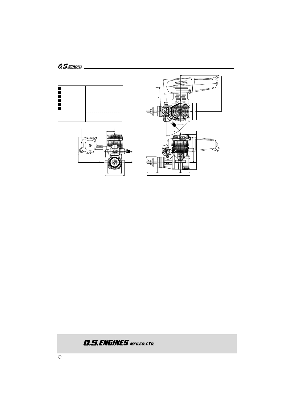 Three view drawing | O.S. Engines 55AX User Manual | Page 24 / 24