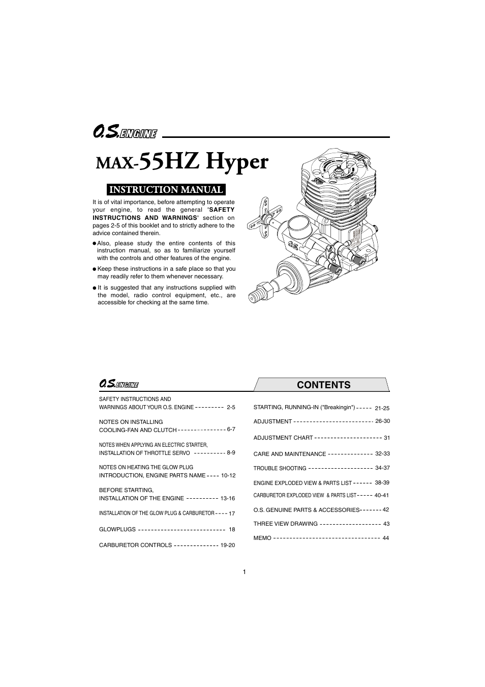 O.S. Engines 55HZ-H Hyper User Manual | 23 pages