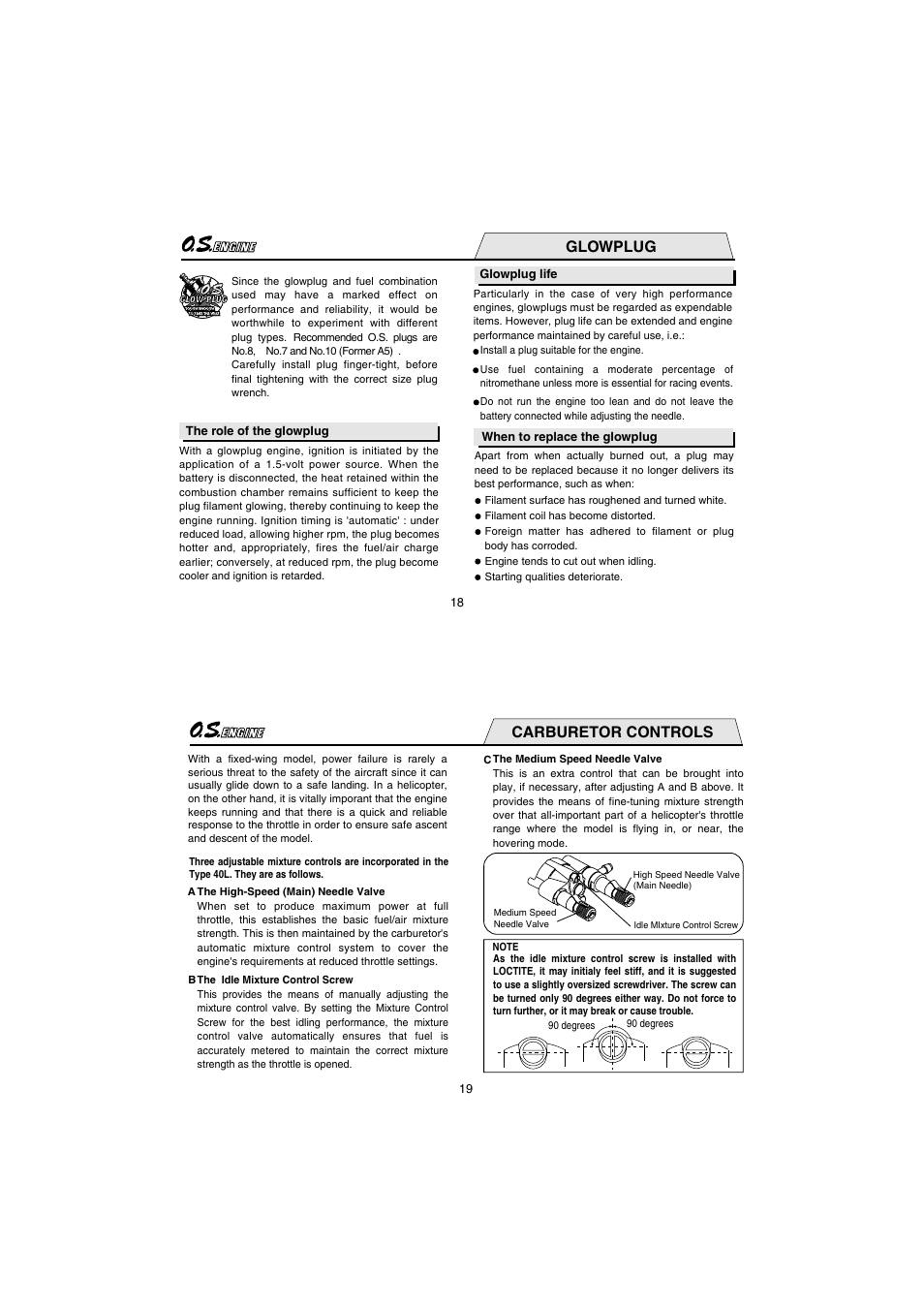 Glowplug, Carburetor controls | O.S. Engines 55HZ-H Hyper User Manual | Page 10 / 23