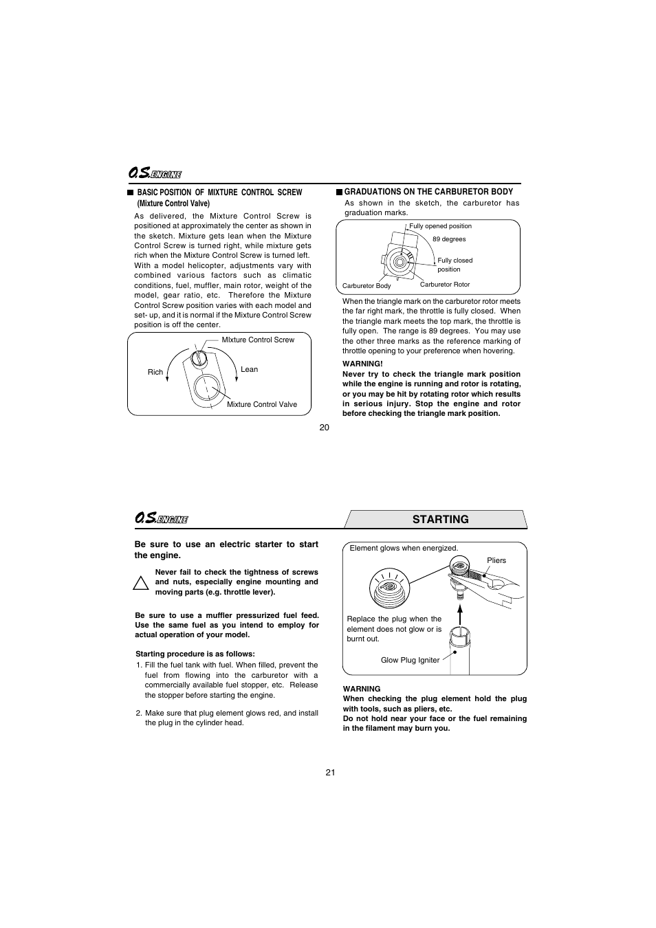 Starting | O.S. Engines 55HZ-H Hyper User Manual | Page 11 / 23