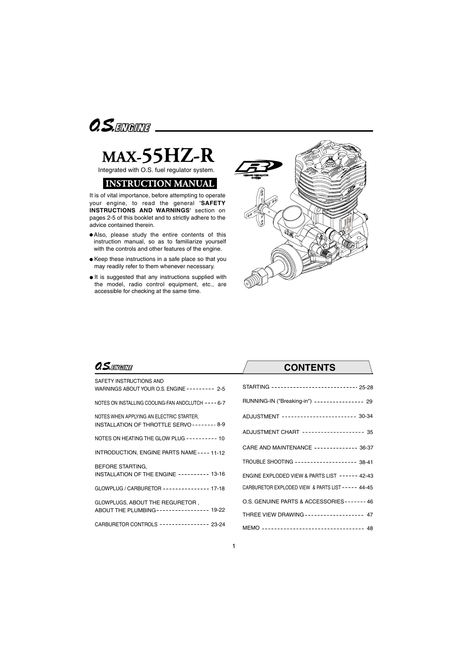 O.S. Engines 55HZ-R User Manual | 25 pages