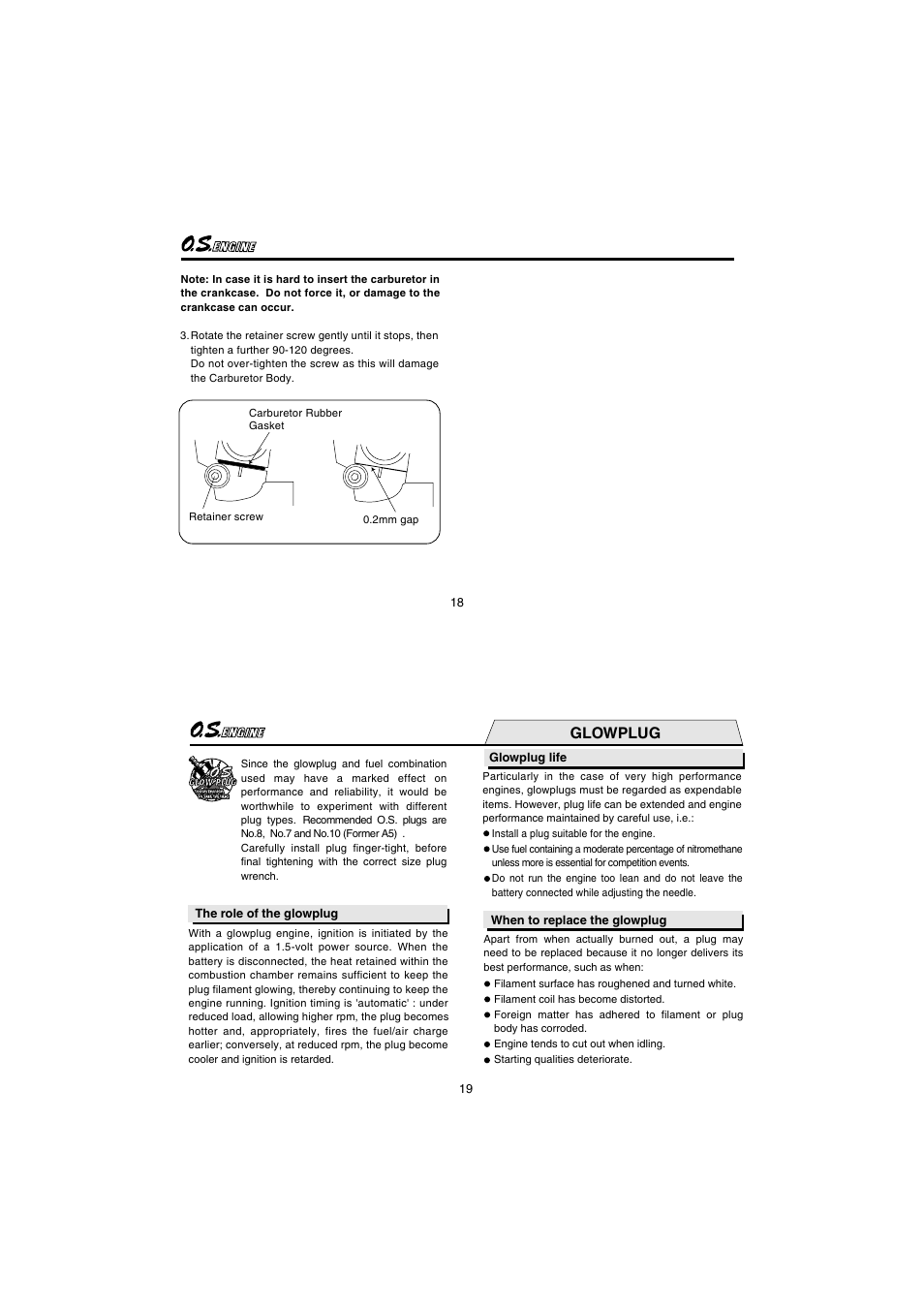 Glowplug | O.S. Engines 55HZ-R User Manual | Page 10 / 25
