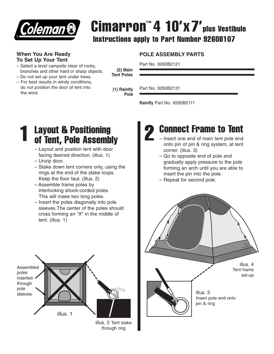 Coleman Cimarron 4 10'x7' User Manual | 2 pages