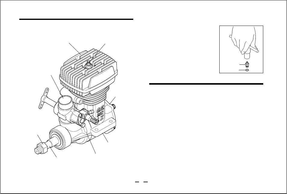 Basic engine parts, Installation of the engine, Installing the glowplug | O.S. Engines 61LX-H User Manual | Page 8 / 28