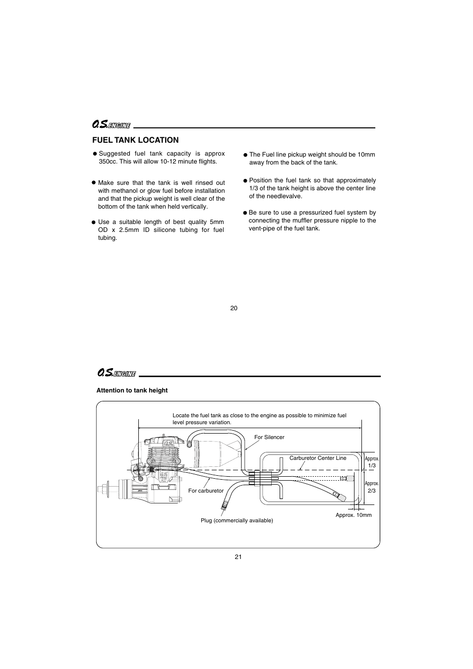 Fuel tank location | O.S. Engines 65AX User Manual | Page 11 / 23