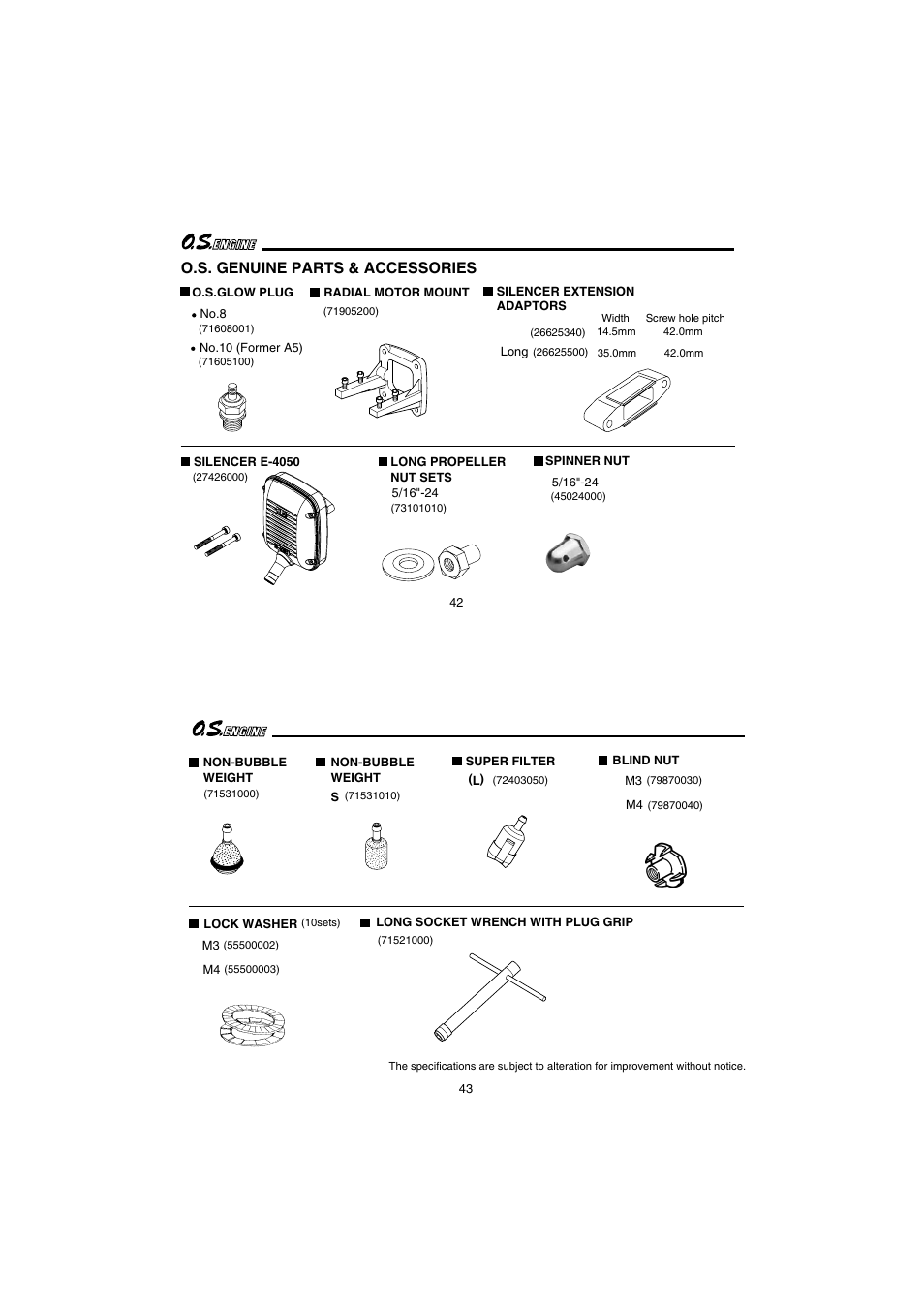 O.s. genuine parts & accessories | O.S. Engines 65AX User Manual | Page 22 / 23