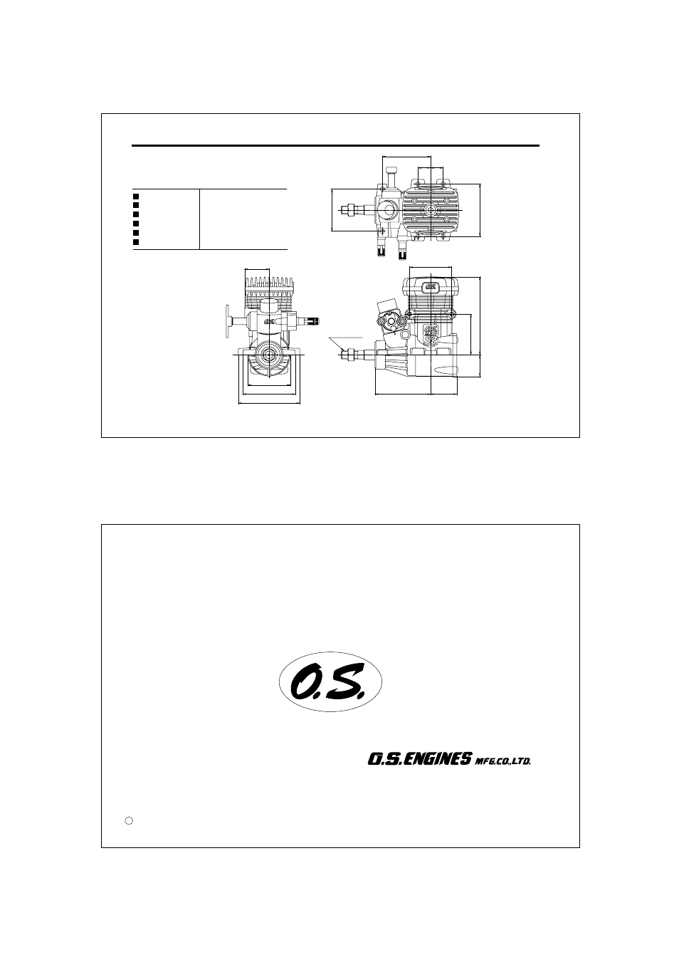 Three view drawing | O.S. Engines 70SZ-H User Manual | Page 17 / 17