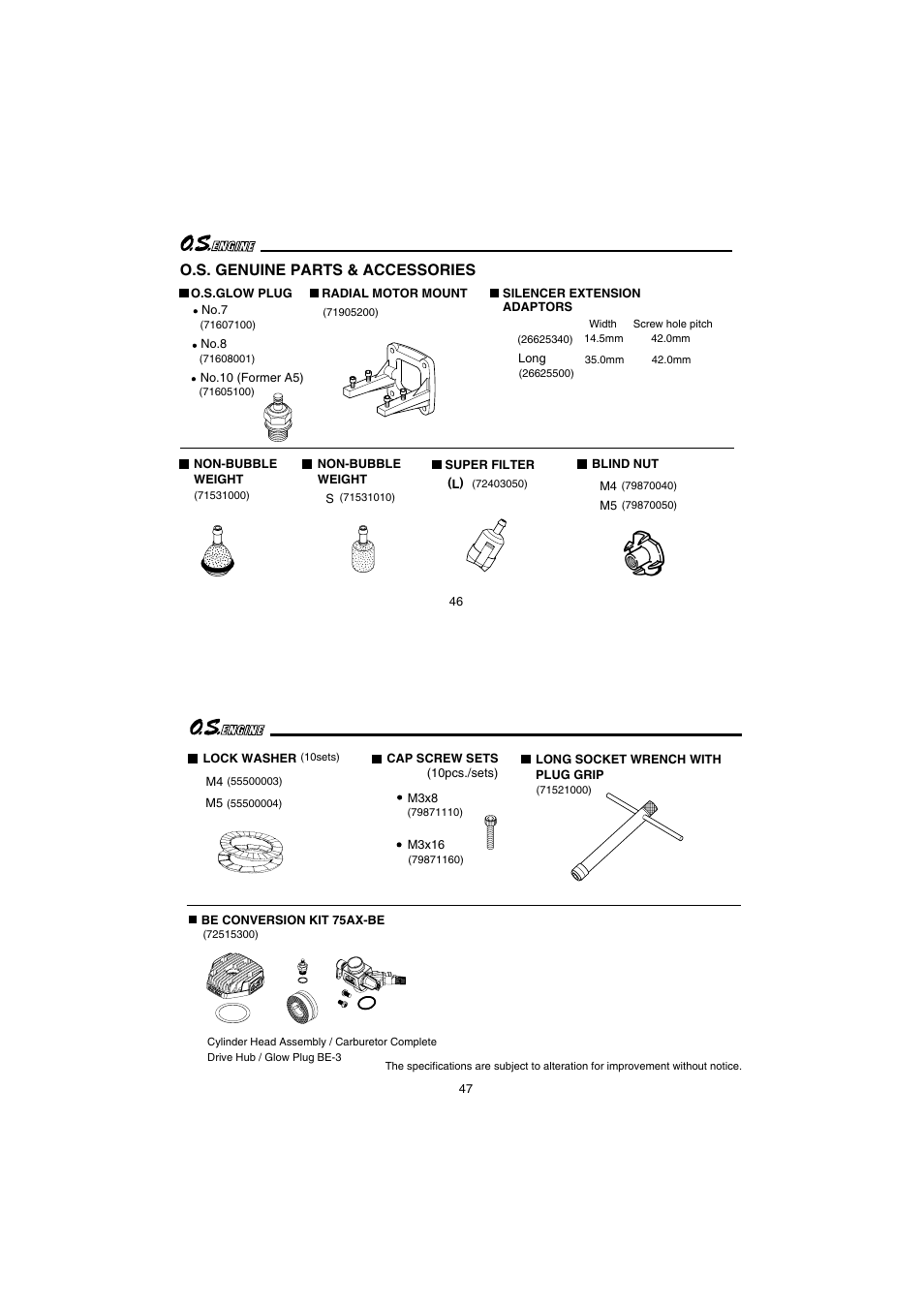 O.s. genuine parts & accessories | O.S. Engines 95AX User Manual | Page 24 / 26