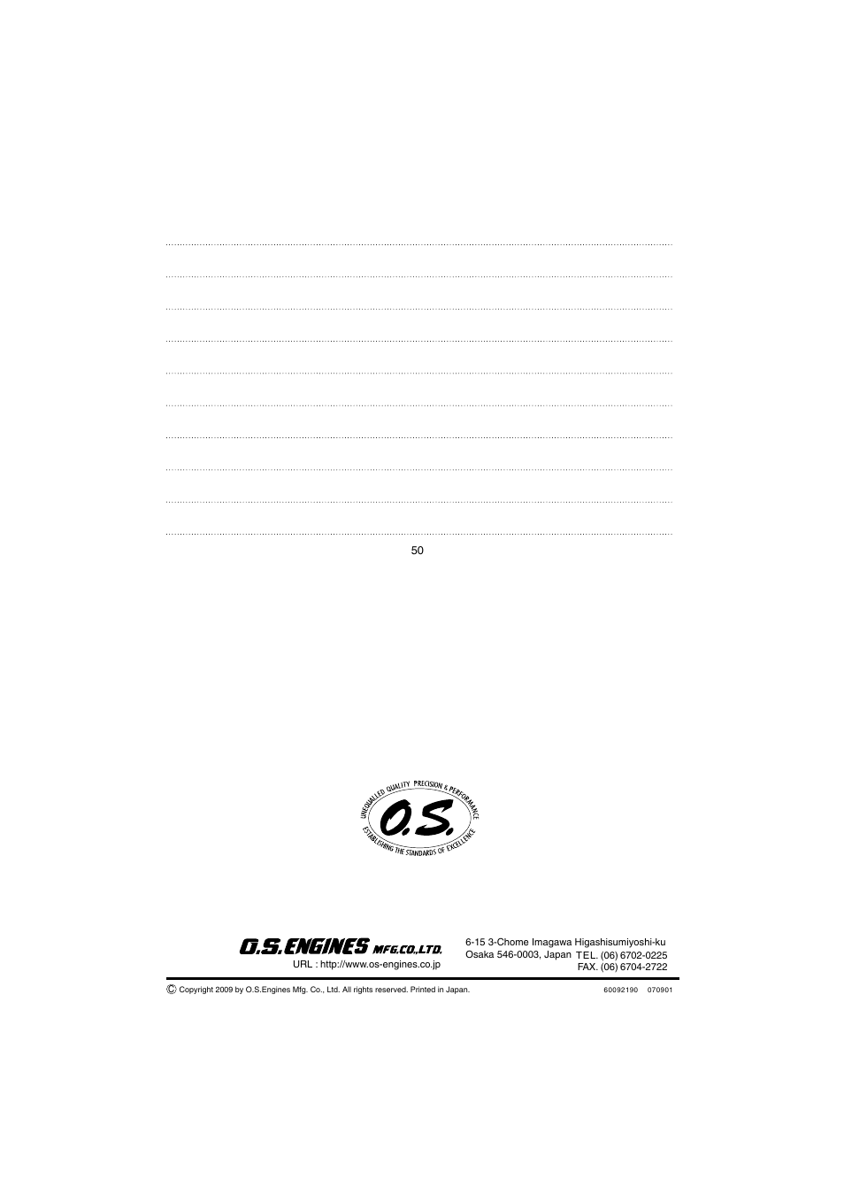 O.S. Engines 95AX User Manual | Page 26 / 26
