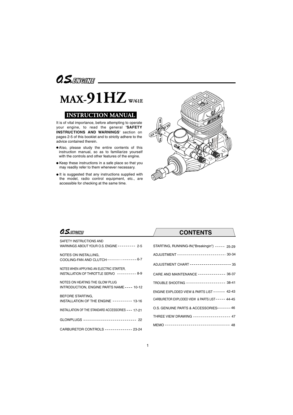 O.S. Engines 91HZ User Manual | 25 pages