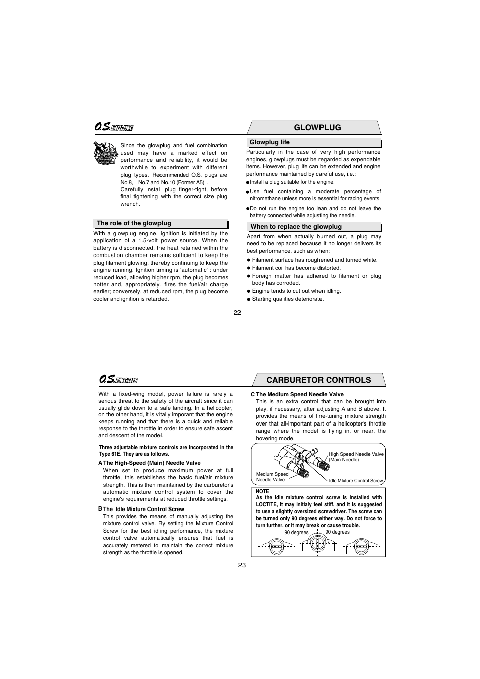 Glowplug, Carburetor controls | O.S. Engines 91HZ User Manual | Page 12 / 25