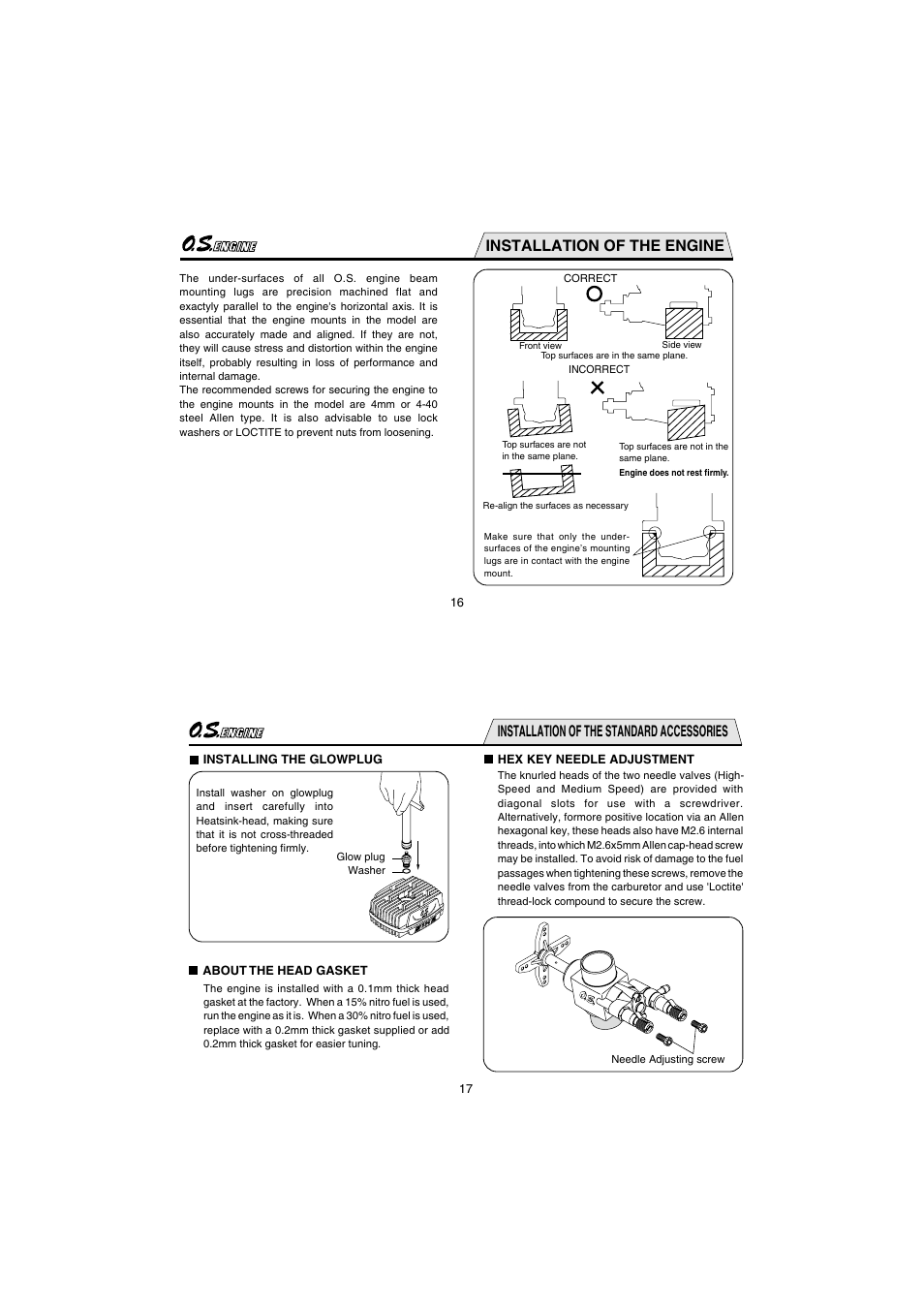 Installation of the engine, Installation of the standard accessories | O.S. Engines 91HZ User Manual | Page 9 / 25