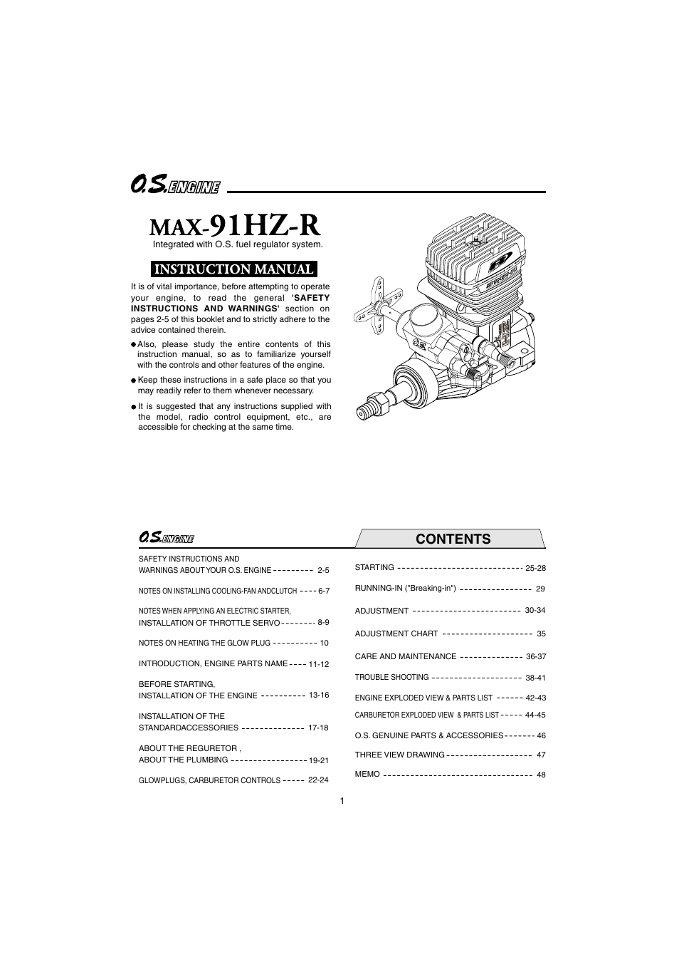 O.S. Engines 91HZ-R User Manual | 25 pages