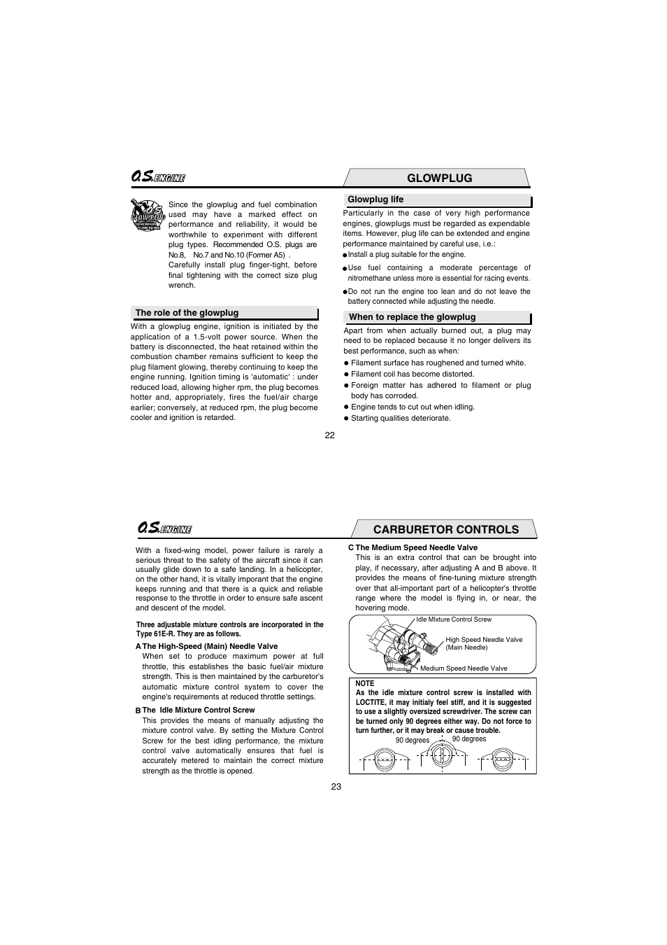 Glowplug, Carburetor controls | O.S. Engines 91HZ-R User Manual | Page 12 / 25