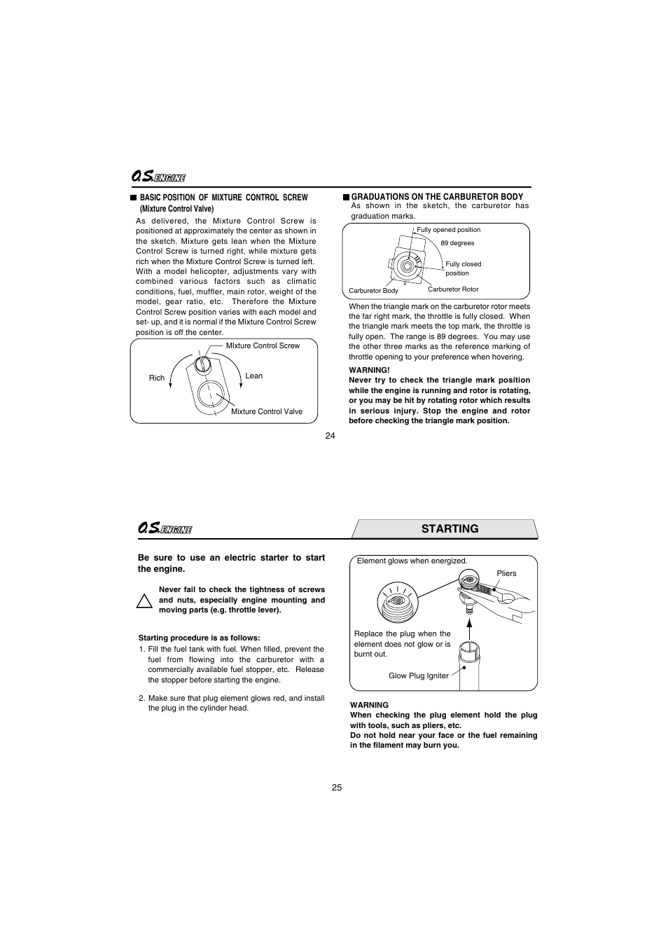 Starting | O.S. Engines 91HZ-R User Manual | Page 13 / 25