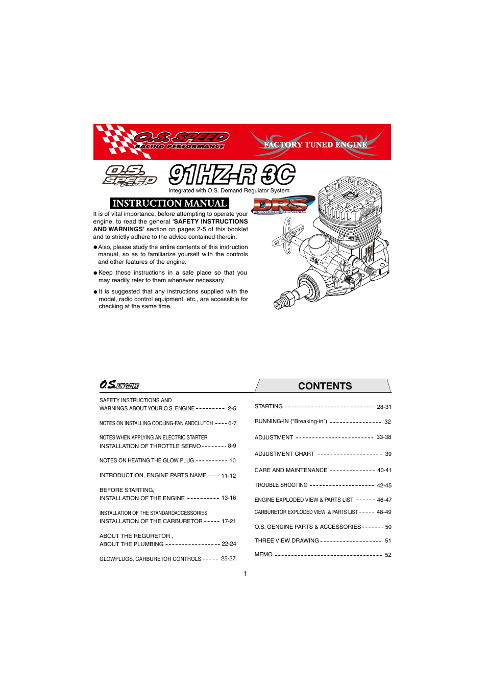 O.S. Engines 91HZ-R 3C User Manual | 27 pages