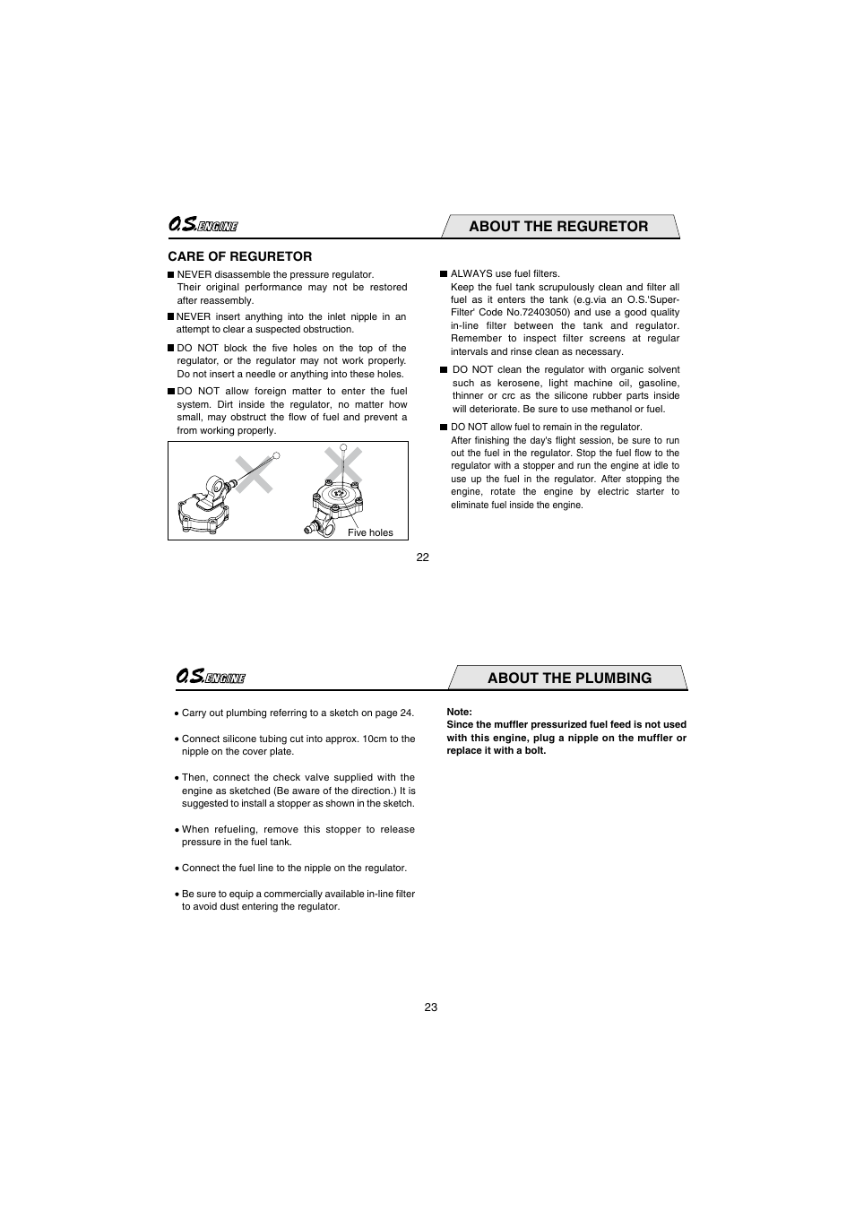 About the reguretor, About the plumbing | O.S. Engines 91HZ-R 3C User Manual | Page 12 / 27