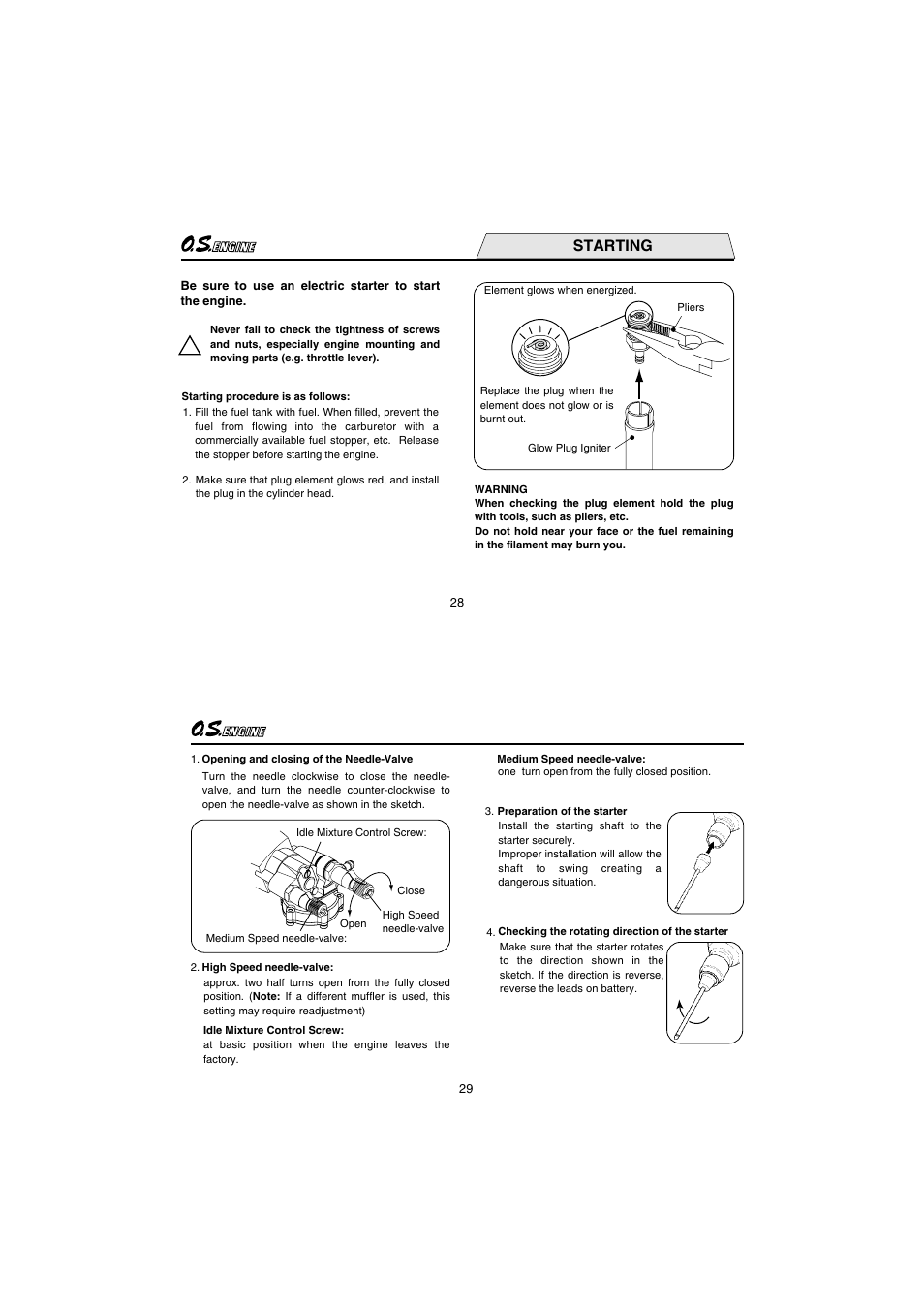Starting | O.S. Engines 91HZ-R 3C User Manual | Page 15 / 27